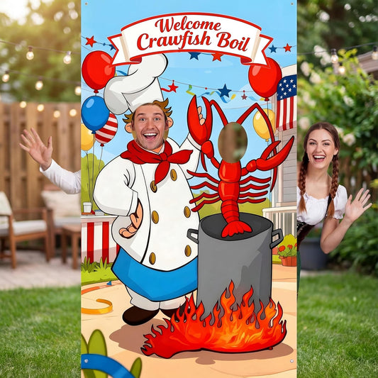 Baquler 6 3.6 Crawfish Boil Party Photo Prop x ft Crawfish Party Decoration Supplies Lobster Theme Selfie Backdrop