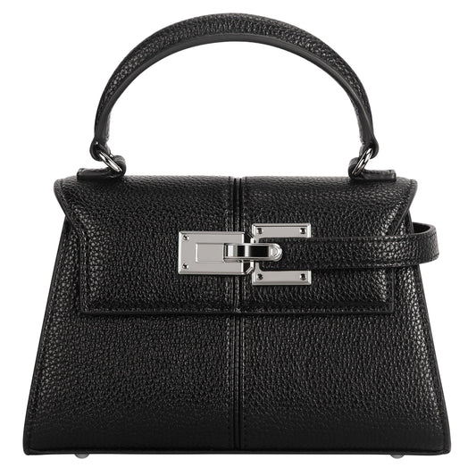 Women's Mini Top-handle Purse - Cute Vegan Leather Vintage Top Handle Bag with Adjustable Strap, Small Fashion Commuter Crossbody Handbag BLACK, Small