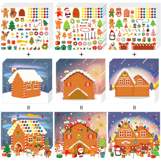 LINAYE 36PCS Make A Gingerbread House Stickers, Christmas Crafts Activities & Games, Party Favors for Kids 18 Finished Products