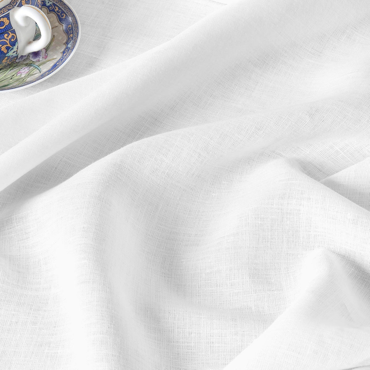 D'Moksha Homes White Linen Tablecloth 60 x 120 Inch - 100% Pure Linen Hemstitch Tablecloth for Rectangle Tables - Classic Hemstitch, Machine Washable Table Cloth for Mothers Day, Spring