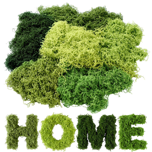 Suncalla 6 Colors Artificial Moss for Crafts 43.32oz/2.7lb Fake Green Moss Faux Grass for Potted Plants Indoor Bulk Large Capacity Fairy Garden DIY Decoration Model Making Walls Table Decors Home