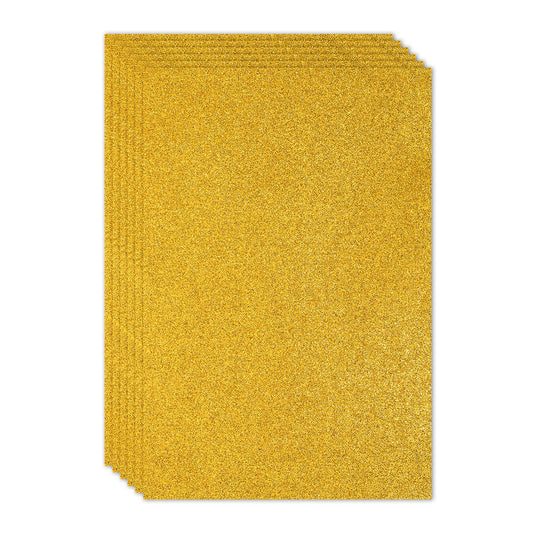 PATIKIL 2mm(1/10") Thick Non Adhesive Glitter Foam Sheet 16x24inch(40x60cm) Gold Tone, EVA Shiny Foam Board for Craft, 6 Pcs