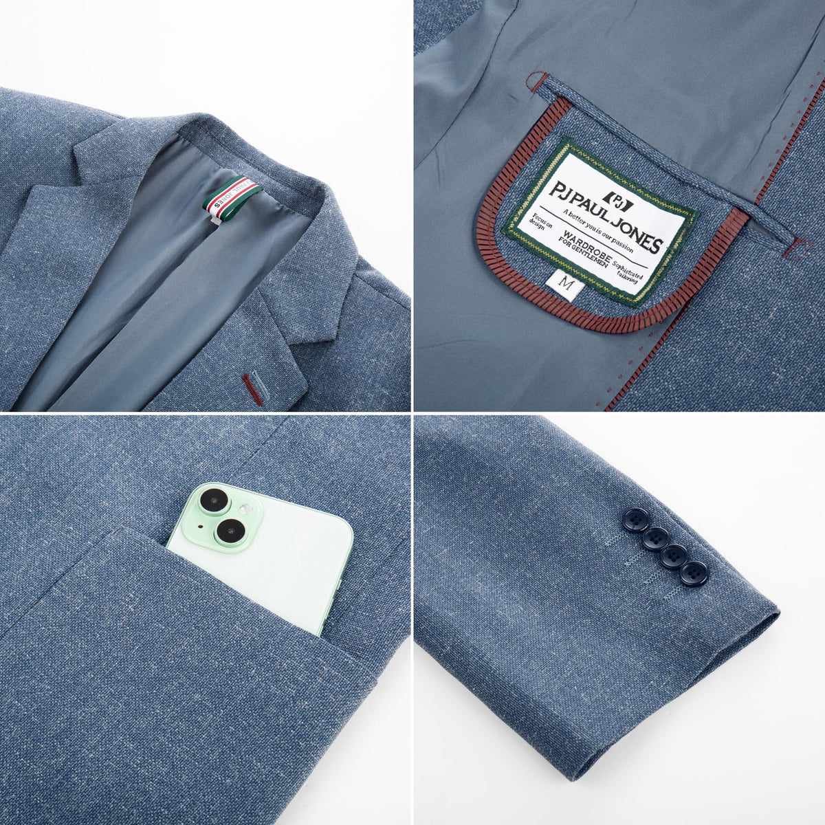 Mens Sport Coat Blazer Lightweight 1 Button Slim Fit Business Suit Jacket for Wedding Denim Blue
