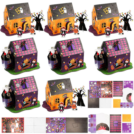 Shappy 8 Set Halloween Haunted House Craft Kit - Make Your Own Haunted House, DIY Halloween Stickers for Kids & Classroom Favors