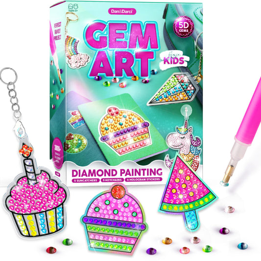Dan&Darci Diamond Art Kit for Kids - Gem Painting - Arts & Crafts Kits for Ages 6-12 - Gifts for 6, 7, 8, 9, 10, 11, 12 Year Old Boy & Girl - Girls Birthday Toys Gift Ideas - Craft Activities