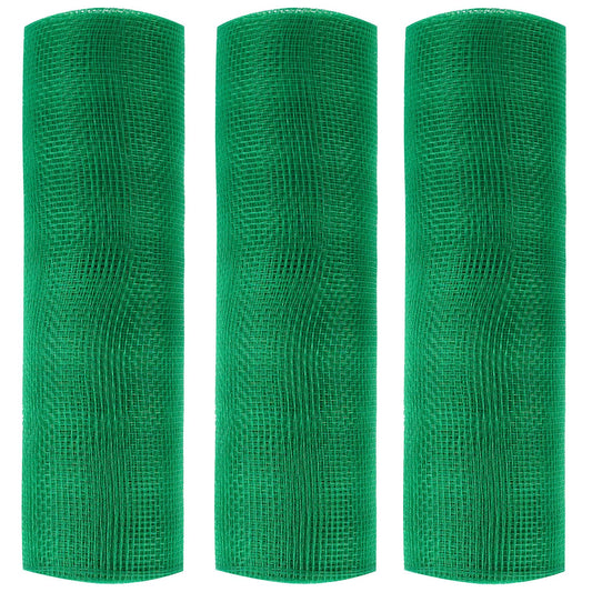 JStnana 3 Rolls Green Burlap Deco Mesh Ribbon for Wreath Crafts, 10 Inch x 30FT Per Roll Decorative Mesh Ribbon Wrapping Ribbon Rolls for Christmas Tree New Year DIY Crafts Making