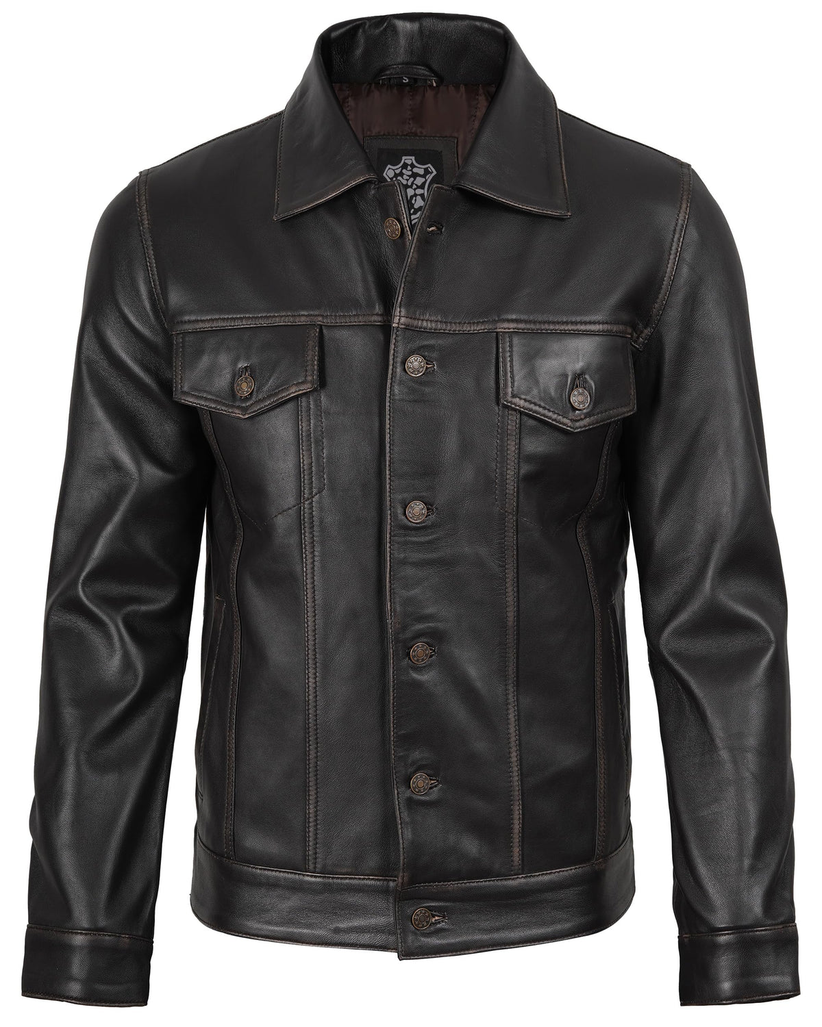 Blingsoul Trucker Leather Biker Jacket Men | [1107352] Fernando Ruboff, S