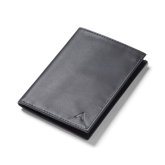 Allett Original Wallet, Onyx Black | Leather, Slim, Minimalist | RFID Blocking, Ultra Thin Bifold, Front Pocket | Holds 4-24+ Cards, Bills, Receipts | Wallets for Men & Women