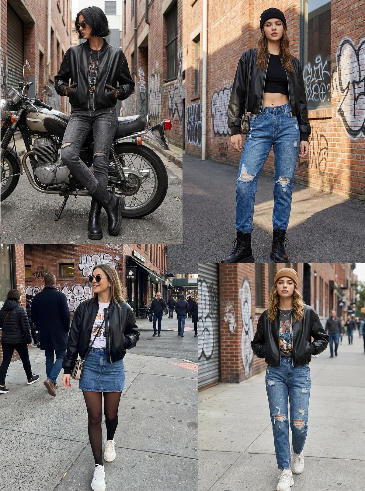 Eliacher Pu Leather Baseball Jacket Women Crop (US 4-6)