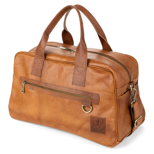 Berliner Bags Vintage Genuine Leather Duffle Bag Austin M for Travel or the Gym, Weekender Bag, Overnight Bag for Men and Women - Brown