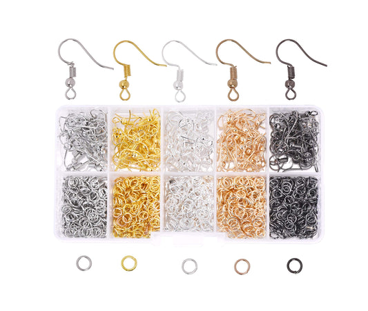 Mandala Crafts Assorted Earring Hooks for Jewelry Making – 1150 PCS French Fish Hook Ear Wires & Jump Rings Kit – DIY Fishhook Earring Making Supplies Findings