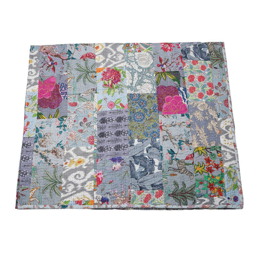 Marubhumi Indian Traditional Pure Cotton Patchwork Quilt, Paisley Print Kantha Quilt Multi Color (Multicolor-31, Twin (60"x 90"))