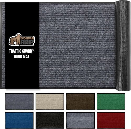 GORILLA GRIP Waterproof Door Mat - Heavy Duty Entryway Rug for Home & Office | 29x17, Charcoal Gray