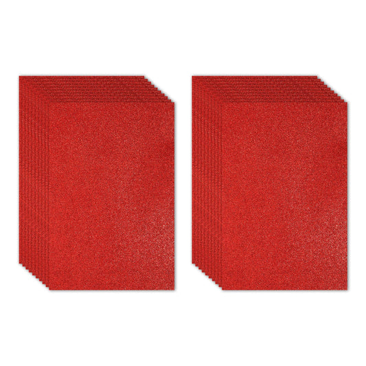 PATIKIL Red Shiny EVA Glitter Foam Sheet 11 x 8 Inch 2mm Thick Sparkle EVA Glitter Felt for Crafts DIY Project, 20 Pcs