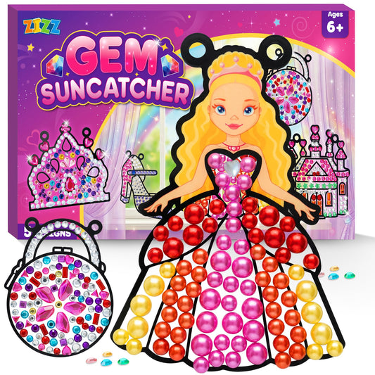 ZIZZ Window Art Suncatcher Kits for Kids - 5PCS Gem Painting Kits, Diamond Art & Craft Sets for Boys Girls Craft Gifts for Kids Birthday Easter Christmas Ages 6+, Girls Creative Activities Toys Gifts