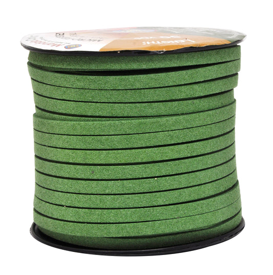 Mandala Crafts Green Faux Suede Cord for Jewelry Making - 5mm 50 Yards Flat Vegan Leather Strings Laces Strips for Bracelets, Necklaces, and Dream Catchers Supplies