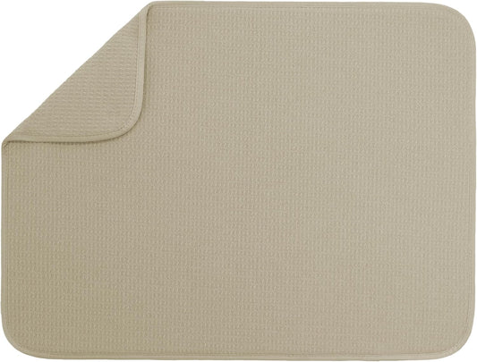 S&T INC. XL Dish Drying Mat - Absorbent Microfiber Kitchen Counter Pad, 18” x 24”, Pure Cashmere