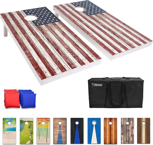GoSports 4 x 2 ft Regulation Size Wood Cornhole Boards - 10 Vintage Wood Designs (Choose Your Style)