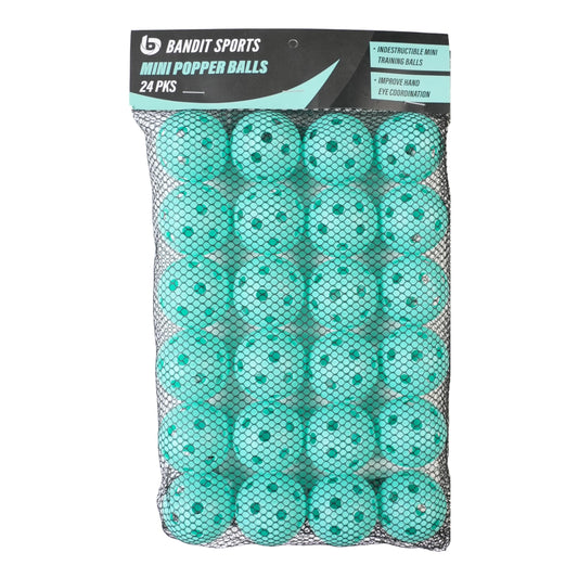 Bandit Sports Mini Popper Plastic Baseballs, Made of Impact-Resistant and Rebounding Material, Perfect Practice Baseballs & Hitting Ball Training (24 Count, Mini Popper Balls)