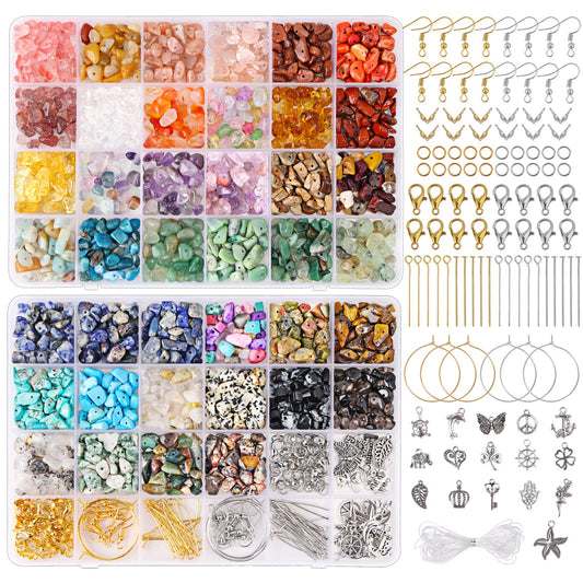 QUEFE 40 Colors Crystal Beads for Jewelry Making Crystal and Gemstone Beads 900pcs Jewelry Making Supplies Kit for Ring, Bracelets Earring Making Supplies, Craft Gifts