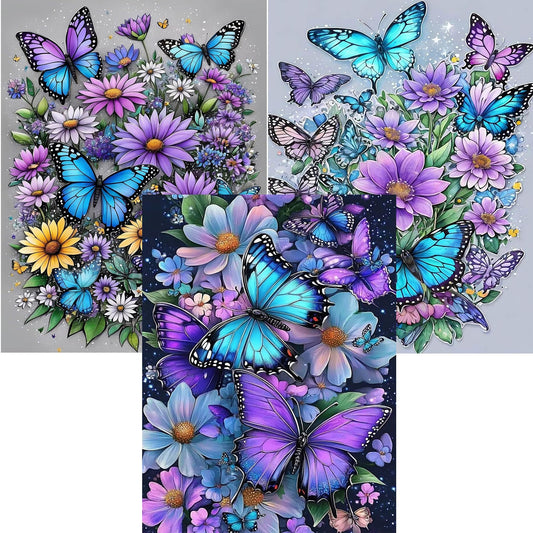 Benjenes 3PCS Spring Diamond Art Kits for Adults, Butterfly Diamond Painting Kits for Adults, 5D DIY Round Drill Gem Art Paint with Diamonds Dots Crafts Kits for Home Decor Gift 12x16 inch