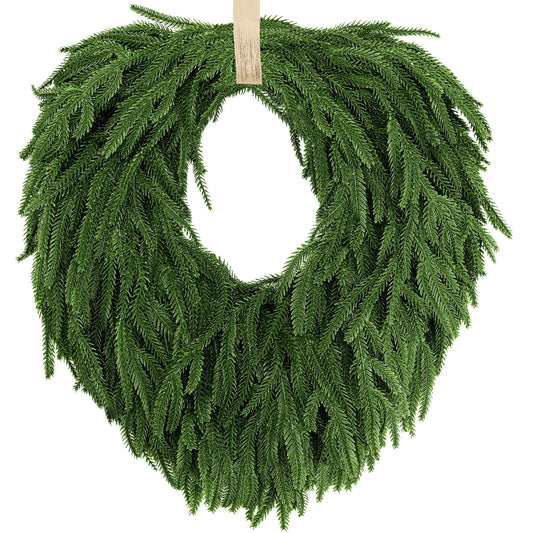 AMORISE 24" Norfolk Pine Wreath, Artificial Christmas Wreaths, Real Touch Green Winter Garland for Front Door Wall Window Indoor Outdoor Christmas Home Holiday Decor, FF13