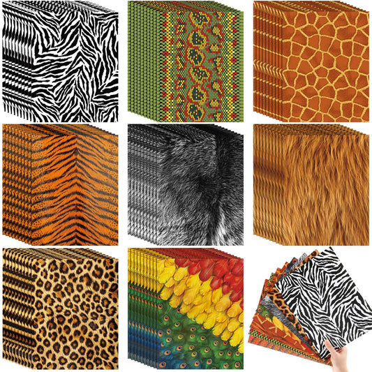 MotiMind 80 Pcs Animal Print Paper for Crafts Animal Print Scrapbook Paper Woodland Animals Decorative for Craft Decorating DIY Card Making Photo Album Decor, 8.3 x 11 Inch