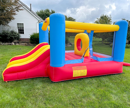 Whubefy Bounce House for Kids 3-6 Big Kids 8-12, 12.6FTx9FT Inflatable Bounce House with Blower Double Slide Obstacle, Indoor Outdoor Blow up Bouncy Castle Jump House for Family Backyard Party Gift