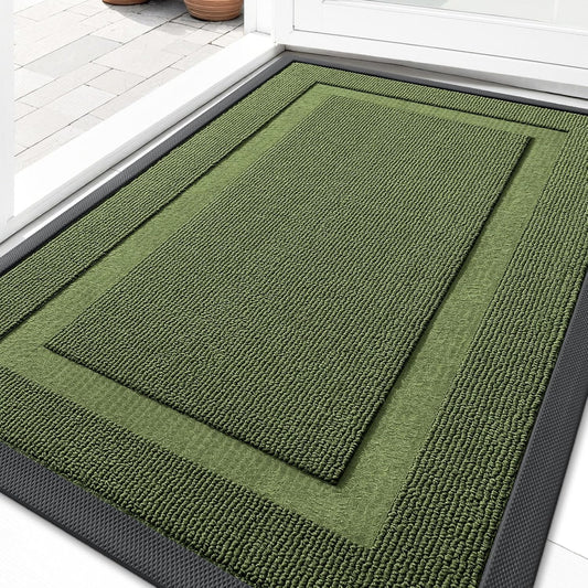OLANLY Waterproof Front Door Mat - All-Season Indoor/Outdoor Doormat, Easy Clean, 35x23, Classic Green