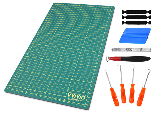 VViViD Green Self-Healing 14 Inches x 8.25 Inches Gridded & Ruled Cutting Mat For Arts, Crafts & Drafting Including Multi-Use Toolkit