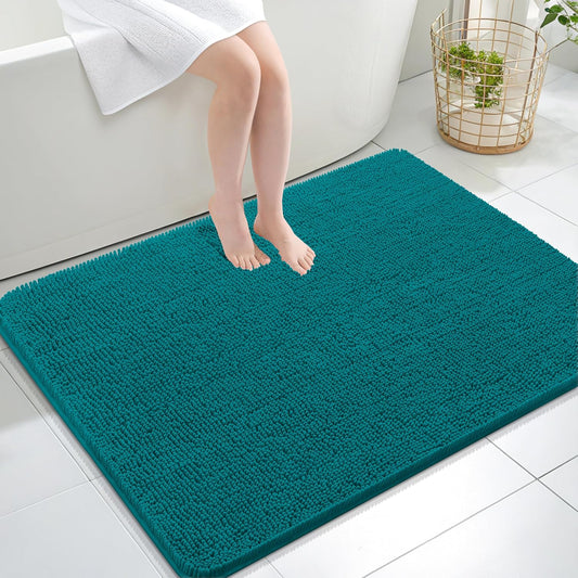 OLANLY Large Bath Rugs - Extra Soft Chenille with Rubber Backing | Quick Dry & Machine Washable, Deep Lake 47x32