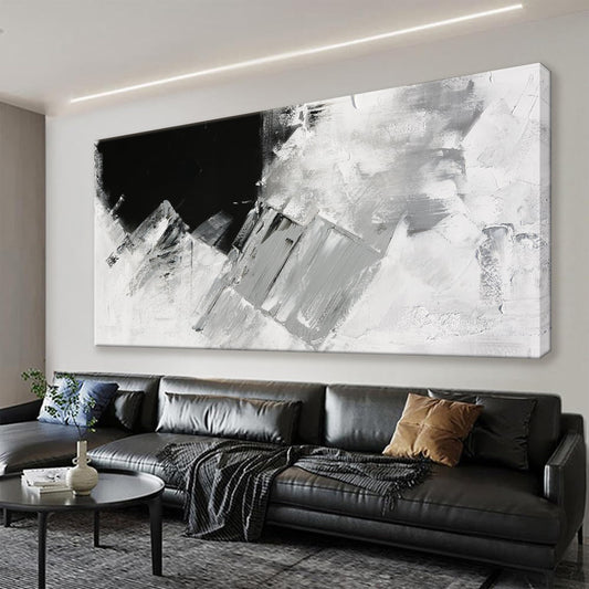 TAIJXAGSG Abstract Wall Art Painting Modern Grey Wall Decor Living Room 24" X 48" Canvas Art Wall Decor Black White Wall Art Canvas Prints Artwork For Bathroom Kitchen Office Decoration