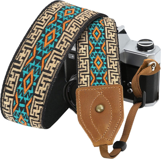 2" Padwa Lifestyle Wide Classic Crazy Horse Art Cowhide Head Cotton Camera Straps for Photographers