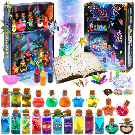 Aimiffy Kids Potions Making Kit Girl - 22Pcs Fairy Magic Craft Kit Magic for Girls, Mystery Potions Craft Kit, Christmas Decorations Birthday Gifts for Age 6 7 8 9 10+ Year Old Girls