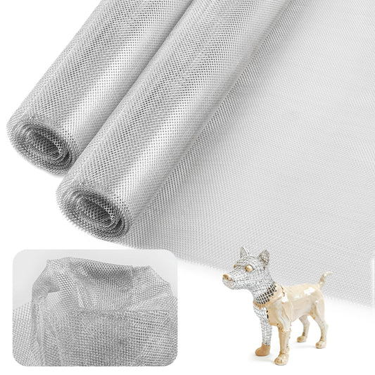 UNIFAMILY 2 Rolls Sculpting Wire Mesh,6.5FT x 16IN Aluminum Wire Mesh for Arts and Craft, Aluminum Armature Wires for Sculpting, Armature Mesh for Clay, Sculpting Craft Mesh for DIY Projects