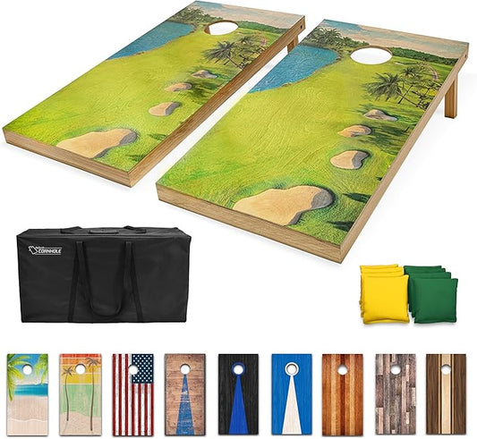GoSports 4 x 2 ft Regulation Size Wood Cornhole Boards - 10 Vintage Wood Designs (Choose Your Style)