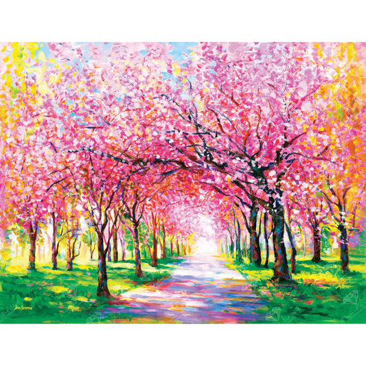 DIAMOND ART CLUB Cherry Blossom Trees Diamond Painting Kit, Fun DIY Crafts for Adults, Round Diamond Art Canvas, 17" x 13" (42.6 cm x 32.8 cm)