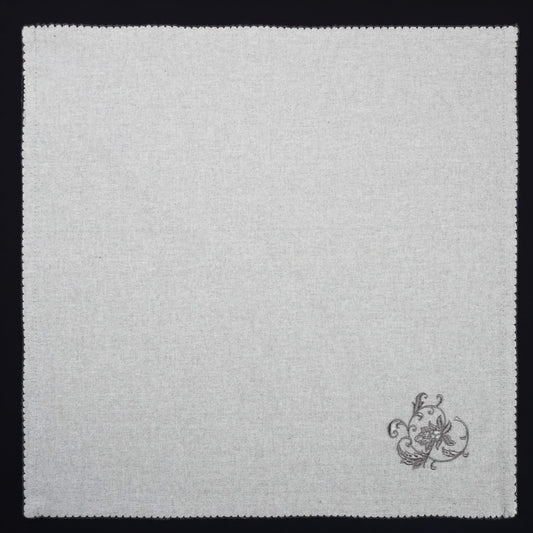 Luxury Embroidered Cloth Napkins – Grey Lily, Set of 6, 18x18 | Grey Dinner Napkins with Floral Embroidery | Elegant Cotton Blend Table Napkins for Holiday Hosting, Weddings