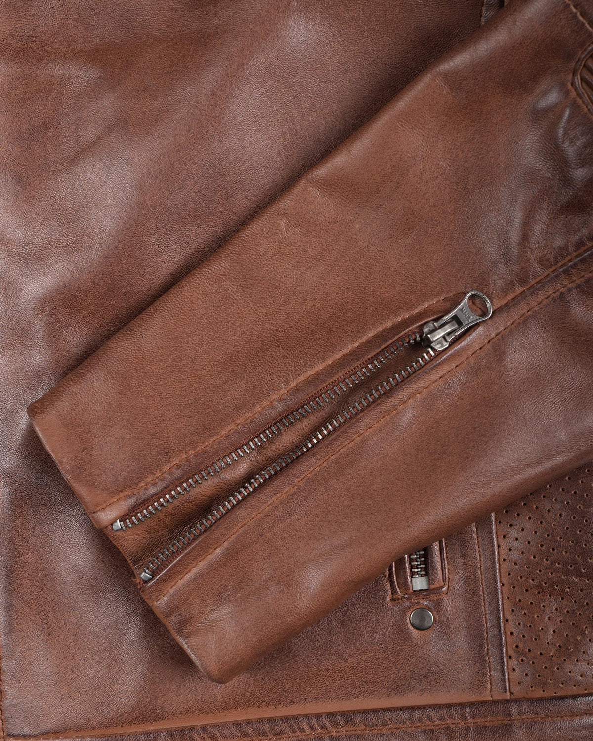 fjackets Men's Cafe Racer Leather Jacket - Austin Brown [1100064] L