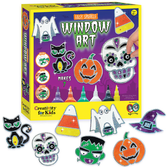 Creativity for Kids Halloween Window Art Kit | Create 7 Spooky Suncatchers with Paint, Rhinestones & Wiggly Eyes | DIY Craft Kit for Kids | Fun for Parties, Gifts & Seasonal Décor (Ages 6+)