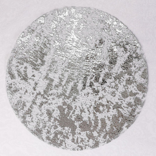 Snowkingdom Silver Disposable Placemats Set of 24 Foil Mesh 13 Inch Round Pressed Table Mates 24 Pack Silver Doilies for Dining Table Wedding Birthday Party Holiday Home Decoration