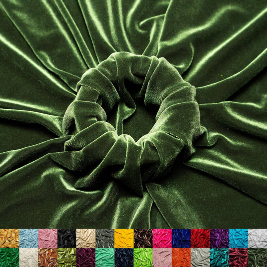 Ice Fabrics Stretch Velvet Fabric by The Yard - 60" Wide Soft Stretchy Fabric for Sewing Clothes, Apparel, Costume, Crafts - 90% Polyester 10% Spandex - Dark Olive Green - 1 Yard