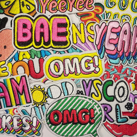 35Pcs VSCO Girly Embroidered Patches - Colorful Cute Aesthetic Iron-On/Sew-On Fabric Applique Patches for Clothes, Hats, Jeans, Dresses & DIY Accessories Repair