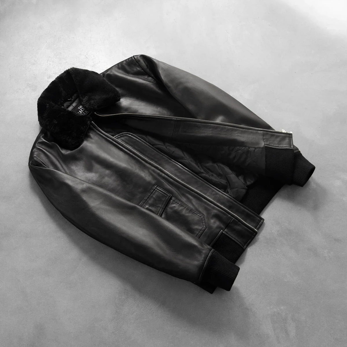 Sowachi Airin G-1 Black Leather Bomber Jacket