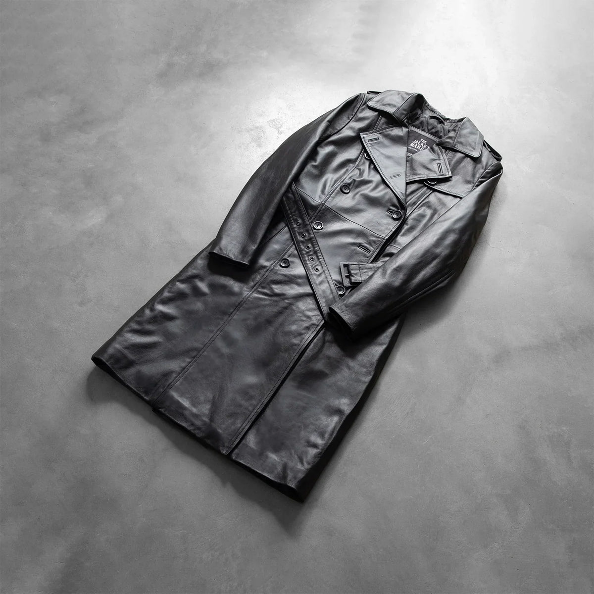 Sowachi Alice Black Double Breasted Leather Coat