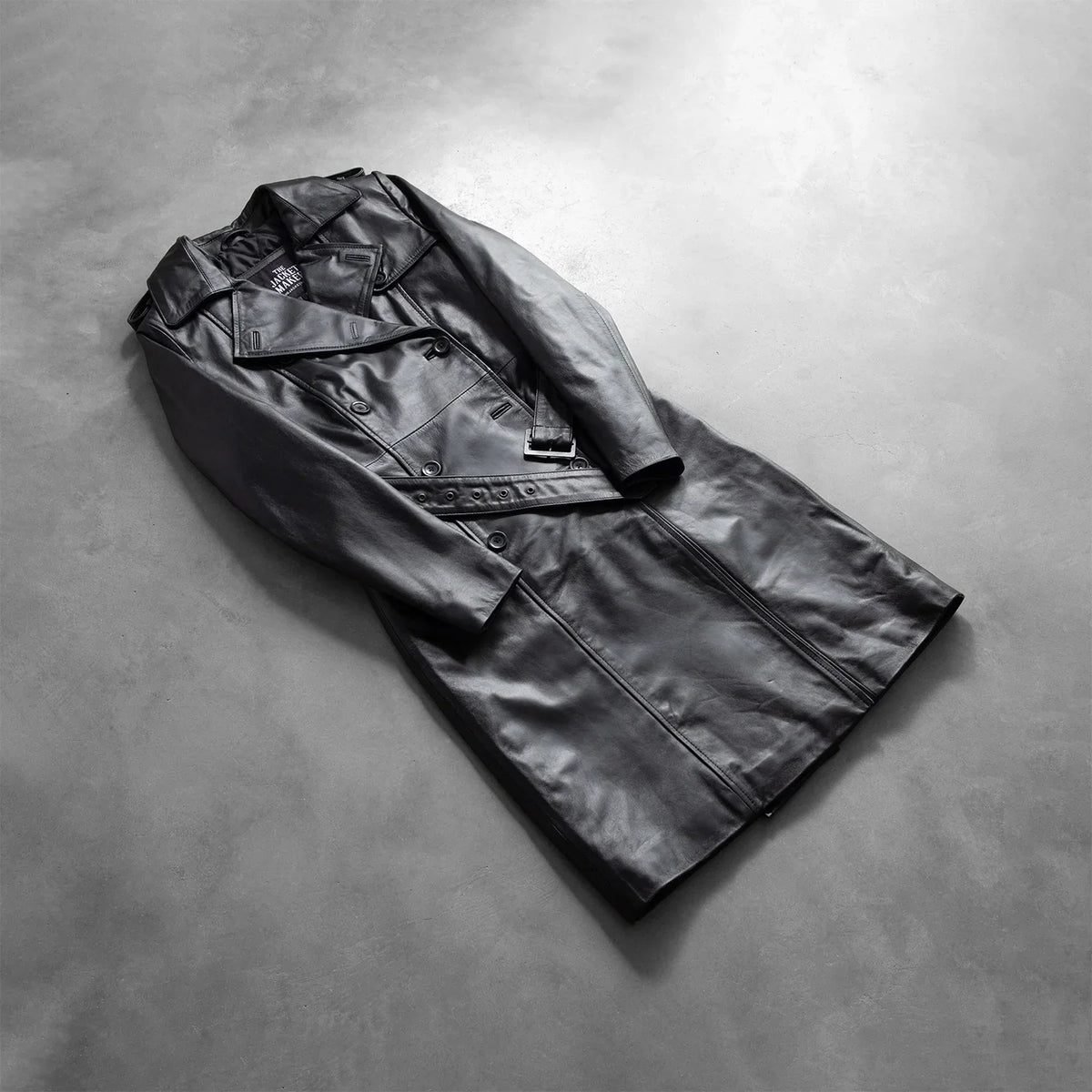 Sowachi Alice Black Double Breasted Leather Coat