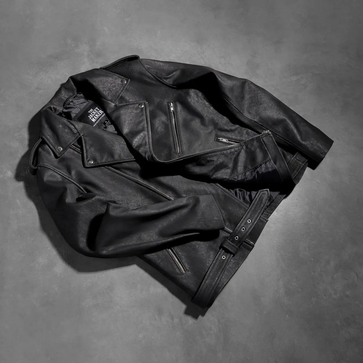 Sowachi Allaric Alley Distressed Black Leather Biker Jacket