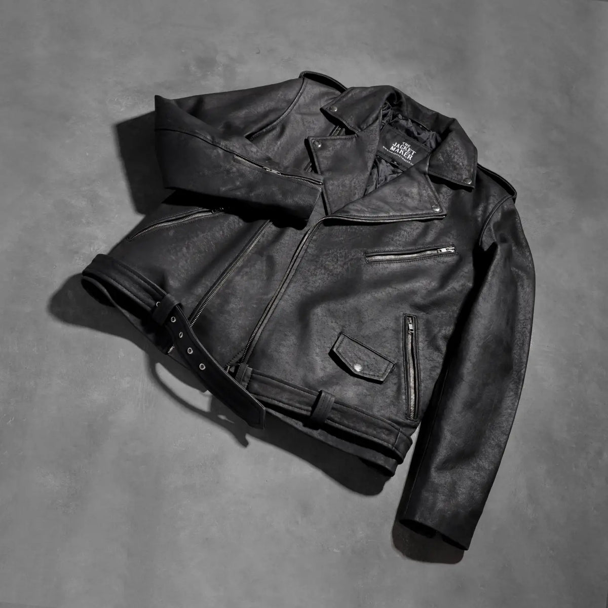 Sowachi Allaric Alley Distressed Black Leather Biker Jacket