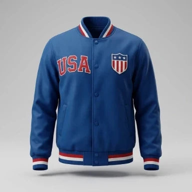 Sowachi American Flag Polyester Varsity Jacket For Men
