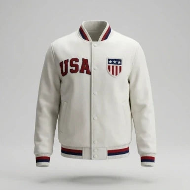 Sowachi American Flag Wool Varsity Jacket For Men